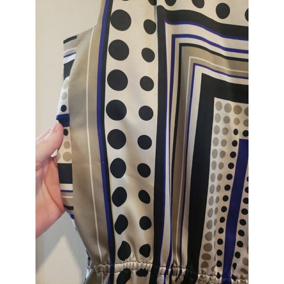 Maggie London Dress Shift Sleeveless Satin Geometric Print  Knee Length Sz 8 - Picture 2 of 9